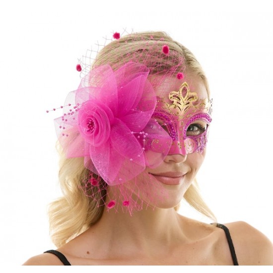 Hot Pink Crown Fascinator Mask