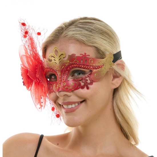 Red Crown Fascinator Mask