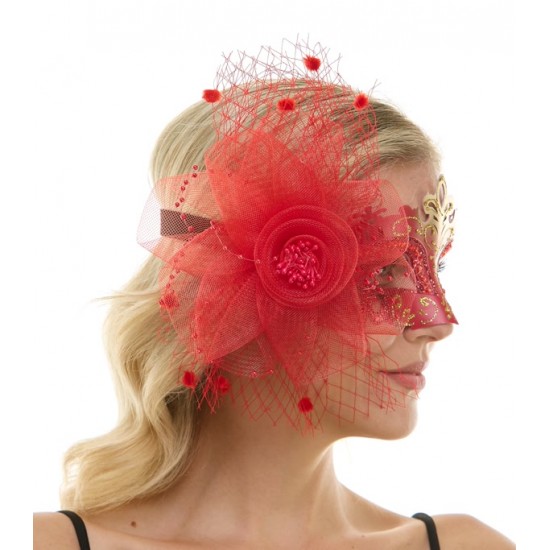 Red Crown Fascinator Mask