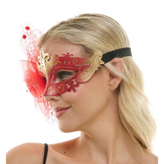 Red Crown Fascinator Mask
