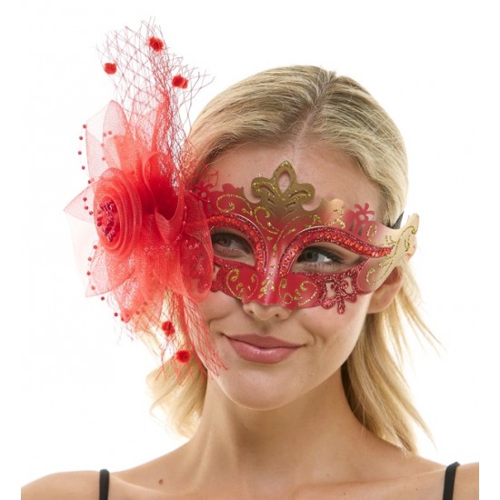 Red Crown Fascinator Mask