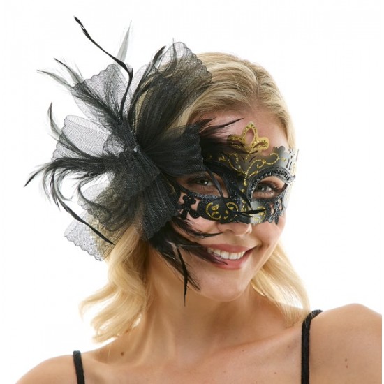 Black Crown Fascinator Mask