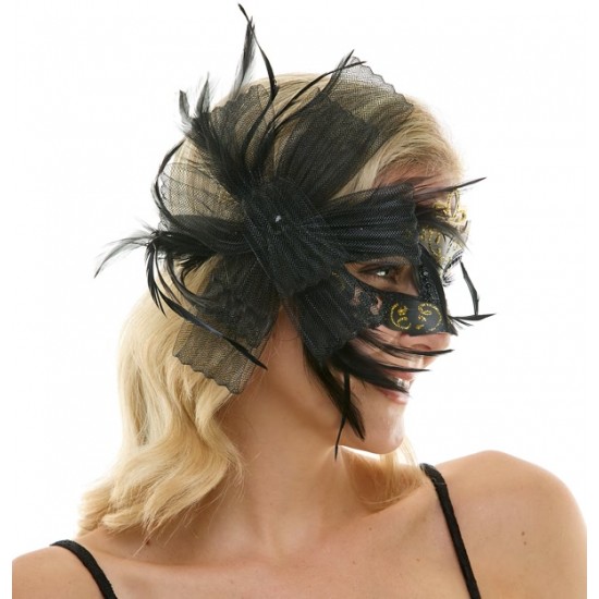 Black Crown Fascinator Mask