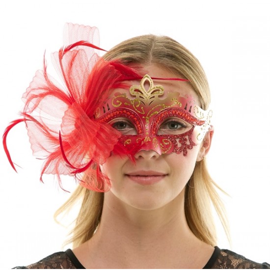 Red Crown Fascinator Mask