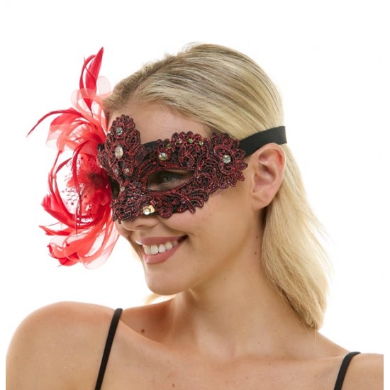 Burgundy Lace Fascinator Mask