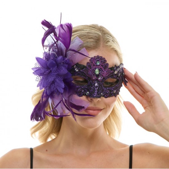 Purple Lace Fascinator Mask