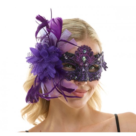 Purple Lace Fascinator Mask