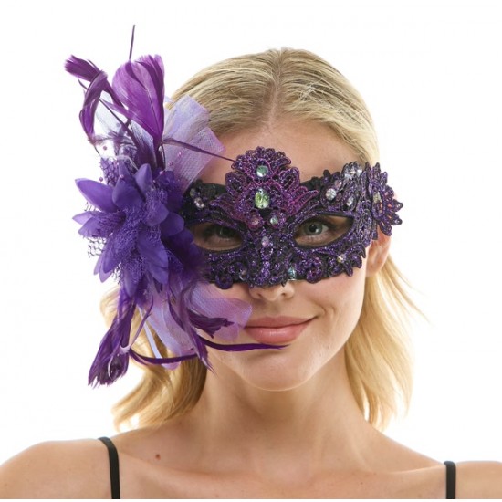 Purple Lace Fascinator Mask