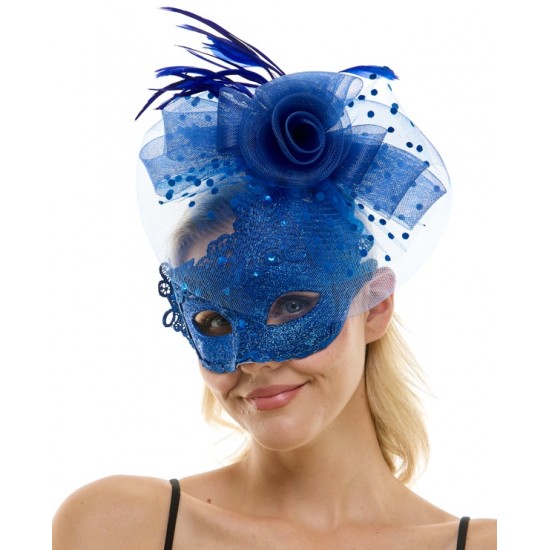 Blue Lace Fascinator Mask