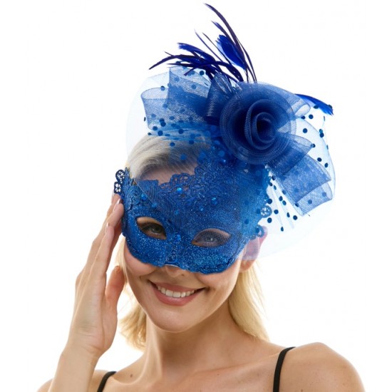 Blue Lace Fascinator Mask