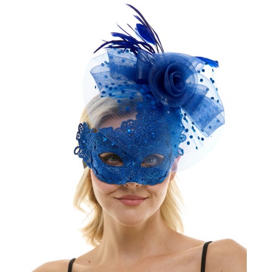 Blue Lace Fascinator Mask