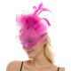 Hot Pink Lace Mask with Rose and Feathers