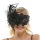 Black Lace Mask with Feathers