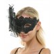 Black Lace Mask with Feathers