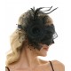 Black Lace Mask with Feathers