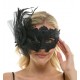 Black Lace Mask with Feathers