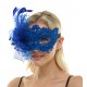 Blue Lace Mask with Feathers