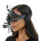 Black Lace Mask with Feathers