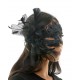 Black Lace Mask with Feathers