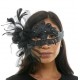 Black Lace Mask with Feathers