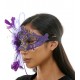 Purple Lace Mask with Feathers