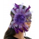 Purple Lace Mask with Feathers