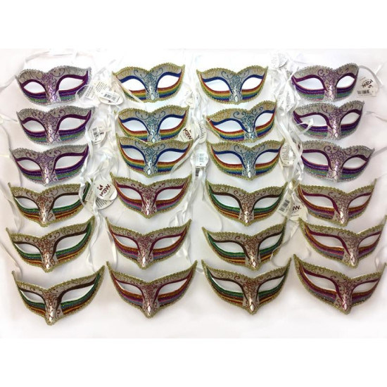 Rainbow Glitter White Mask - Assorted