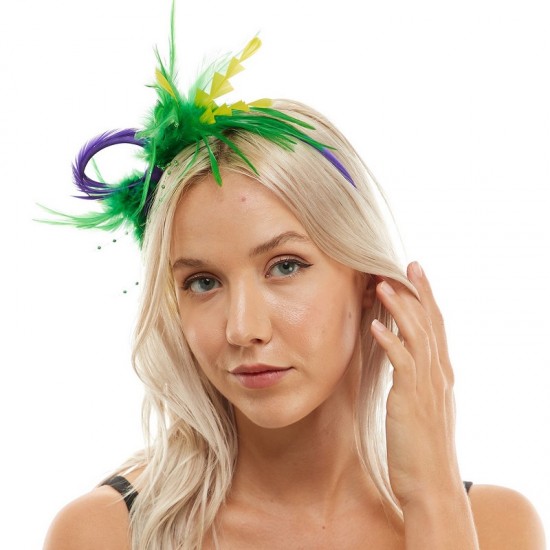 Mardi Gras Feather Fascinator