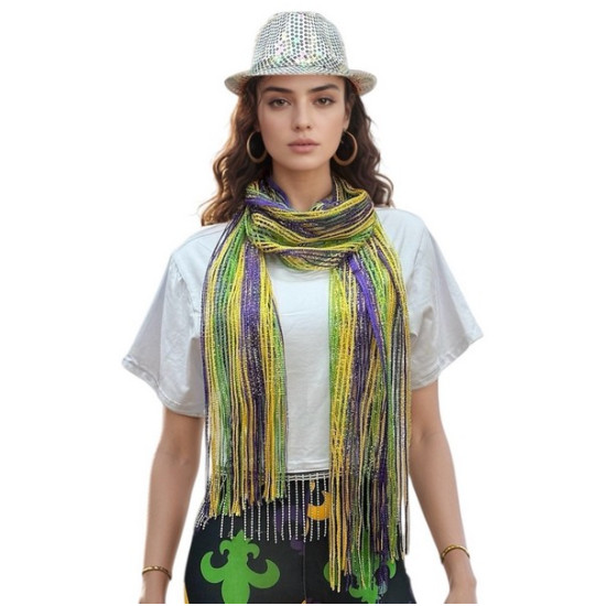 Mardi Gras Metallic Fringe Scarf
