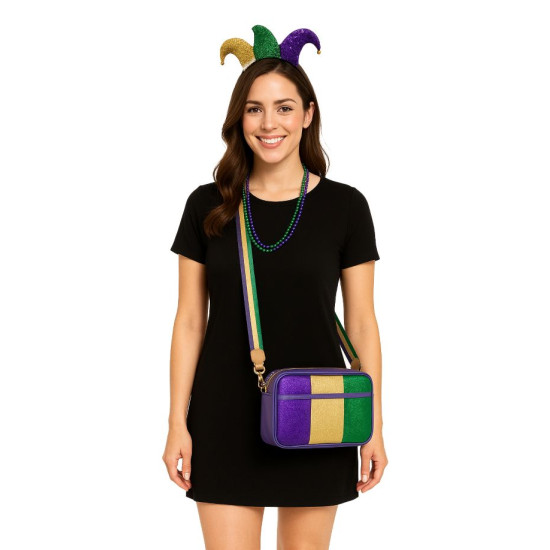 Mardi Gras Sparkle Rectangle Crossbody Bag Mardi Gras Sparkle Rectangle Crossbody Bag