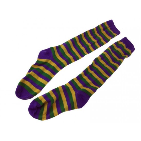 Mardi Gras Striped Crew Socks