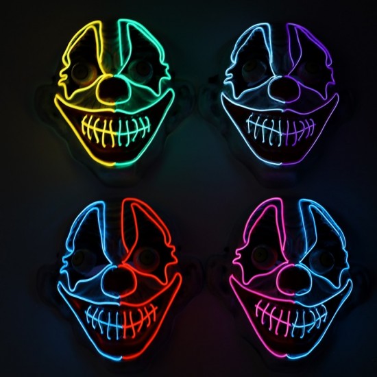 Light-Up Neon Clown Mask - Assorted Light-Up Neon Clown Mask - Assorted