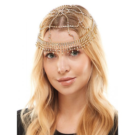Deluxe Gold Rhinestone Headpiece