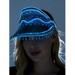 Light-Up Silver Sequin Visor