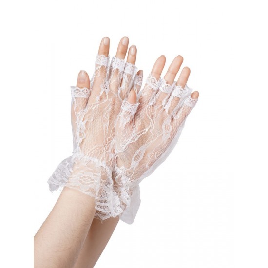 White Lace Fingerless Gloves