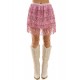 Pink Sequin Fringe Skirt - S/M