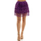 Purple Sequin Fringe Skirt - S/M