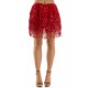 Red Sequin Fringe Skirt - L/XL