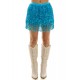 Turquoise Sequin Fringe Skirt - S/M