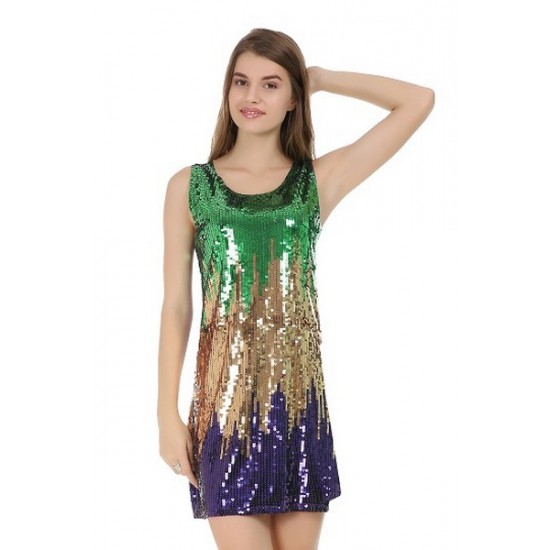 Mardi Gras Sequin Dress - Large