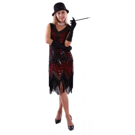 Black And Red Flapper Dress - Medium