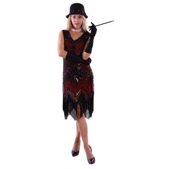 Black And Red Flapper Dress - Medium