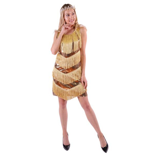 Gold Fringe Flapper Dress - Extra Large