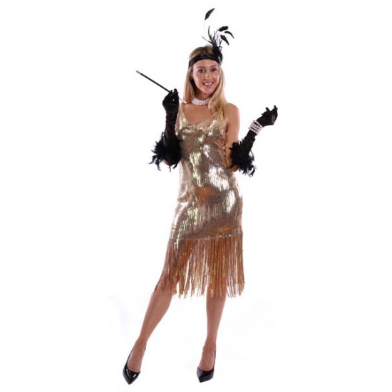 Gold Sequin Flapper Dress - Extra Large