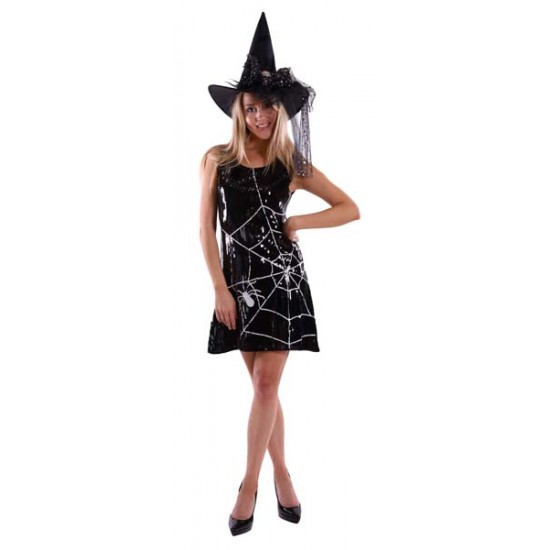 Spiderweb Sequin Witch Dress - Medium
