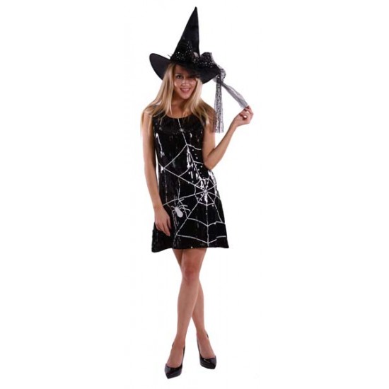 Spiderweb Sequin Witch Dress - Extra Large