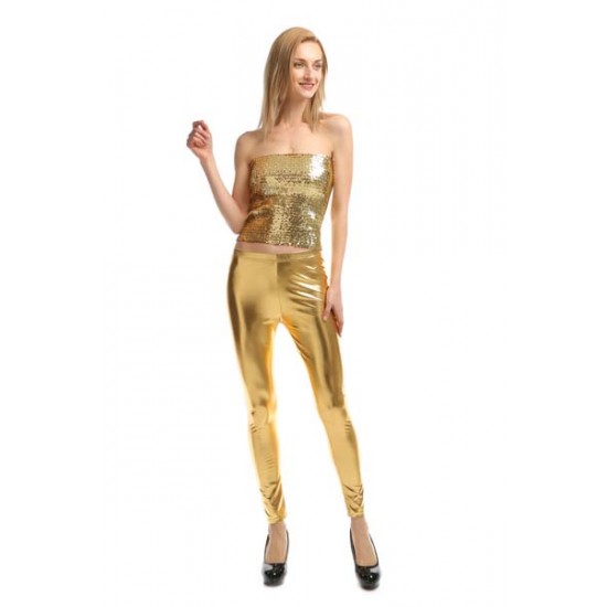 Gold Metallic Leggings - S/M