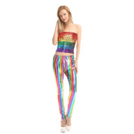 Rainbow Metallic Leggings - L/XL