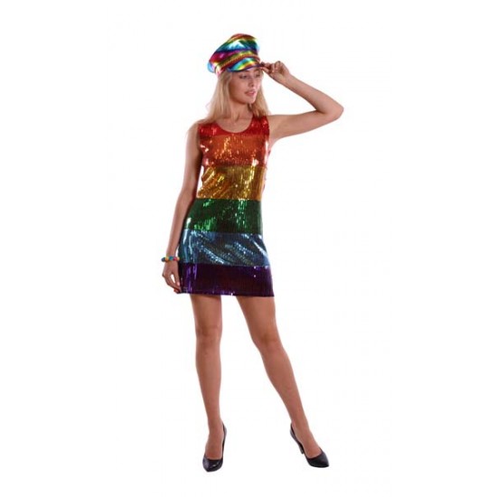 Rainbow Sequin Mini Dress - Extra Large