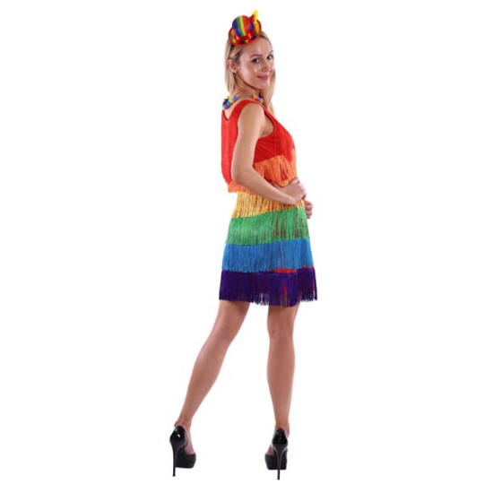 Rainbow Fringe Flapper Dress - Large